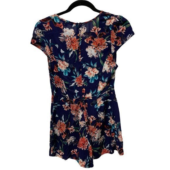 4/$20 Paper Tee Romper Womens L Faux Wrap Floral Coquette Cottagecore Spring - Picture 8 of 8